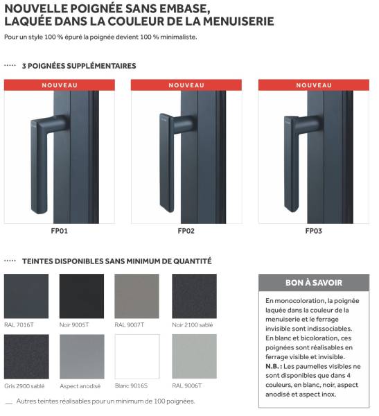 Frappe à ouvrant caché Expert rénovateur KLINE Poignée sans embase Portet sur Garonne