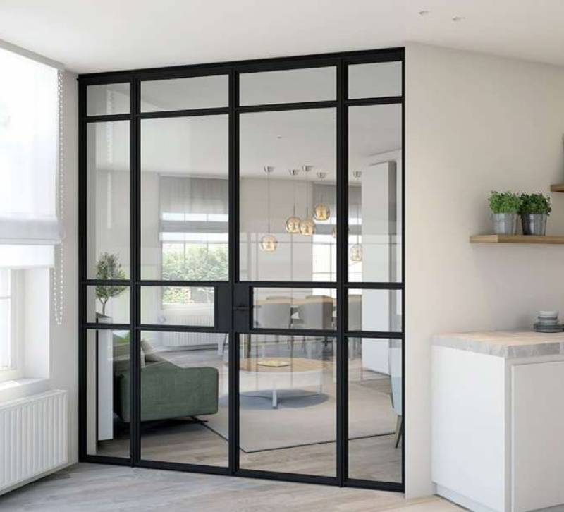 Porte intérieure en Menuiserie Aluminium noir texturé
