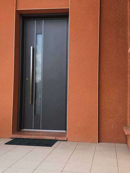 Porte d'entrée en Aluminium BELM ATHENA Gris 9006 sablé